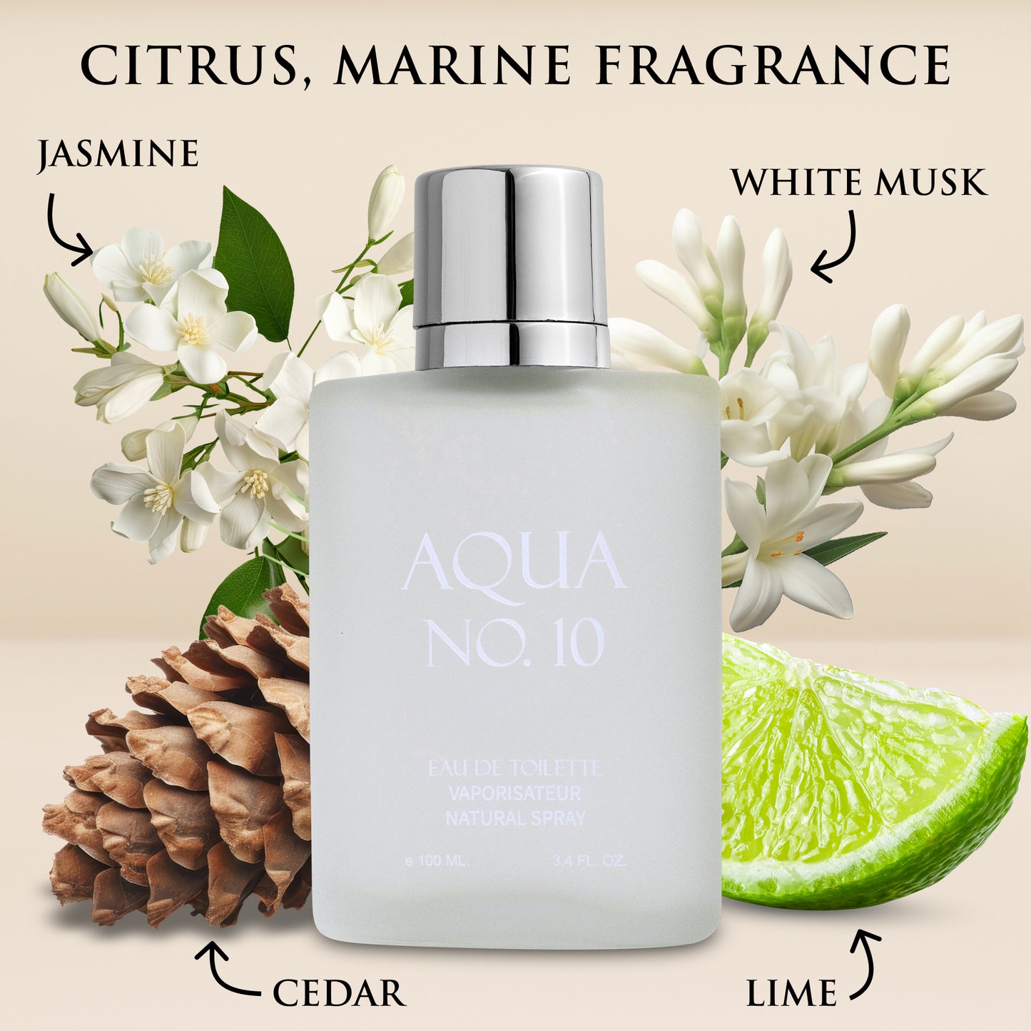 Aqua No 10 - 3.4 oz / 100ml Fresh Aquatic Fragrance for Men | Urban Collection