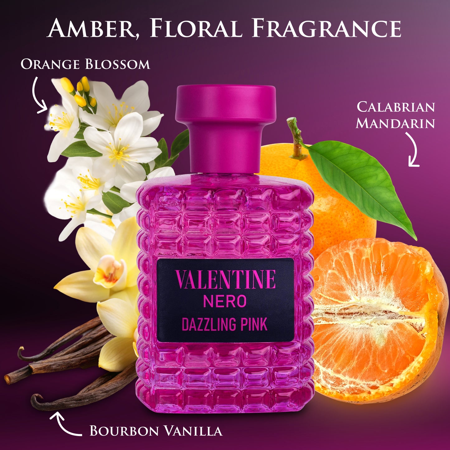 Valentine Nero Dazzling Pink - 3.4 oz/100ml Amber Floral Perfume for Women | Urban Collection