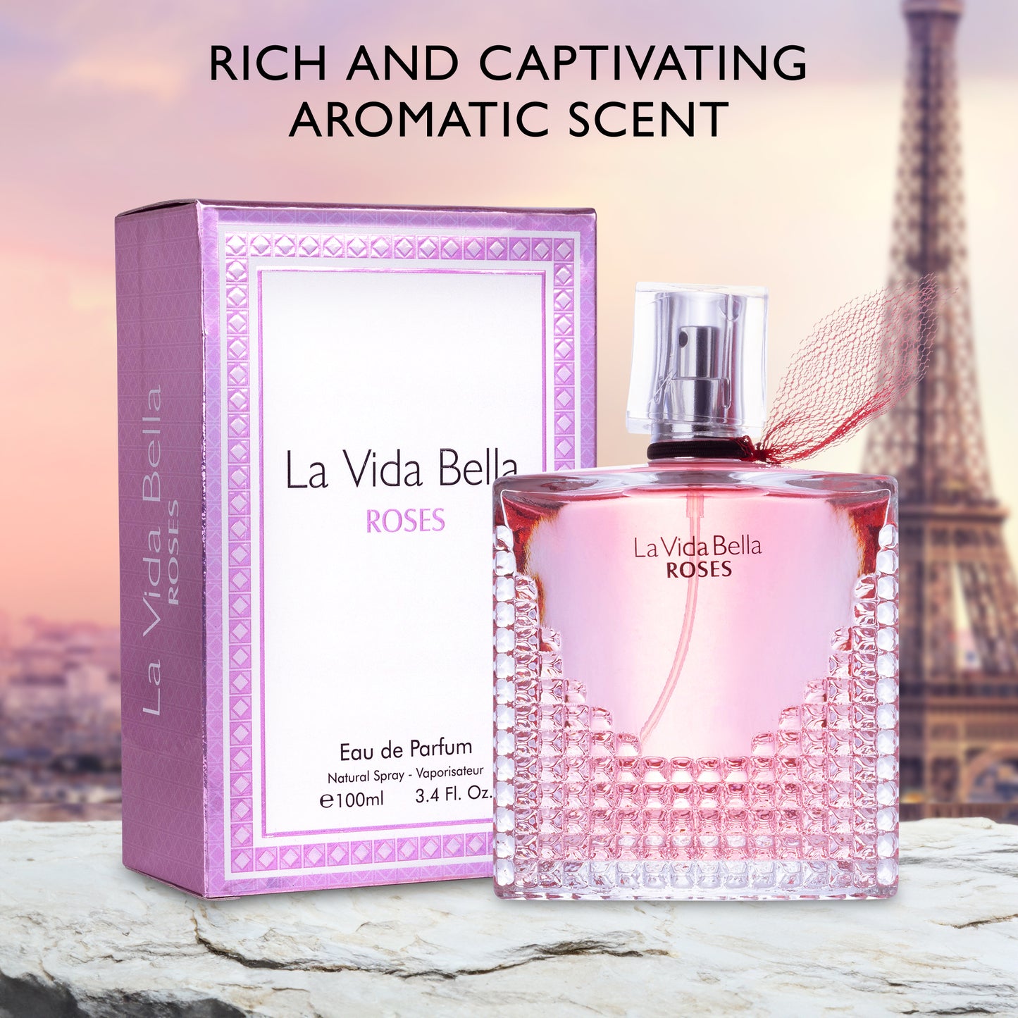 La Vida Bella Roses 3.4 Oz Perfume for Women - Romantic and Luxurious Floral Fragrance | Urban Collection