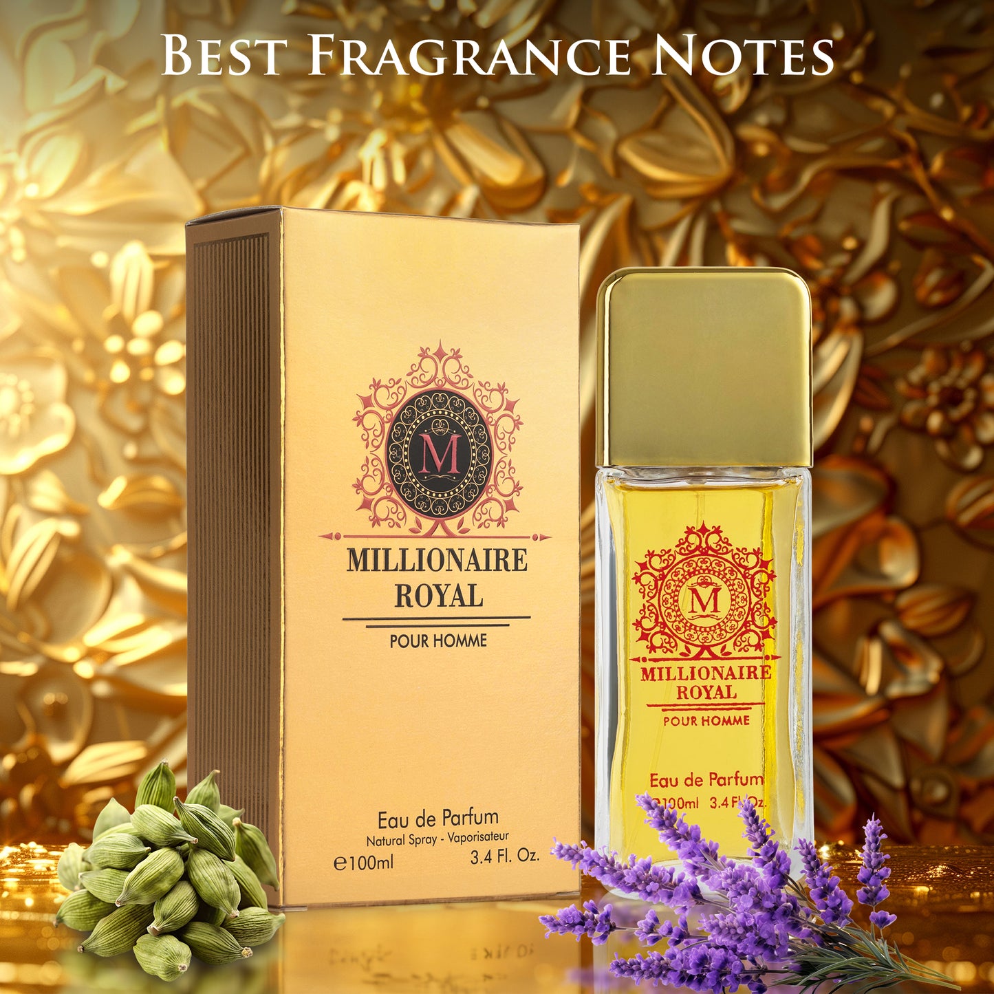 URBAN COLLECTION Millionaire Royal for Men Eau De Parfum – Fresh Woody Fragrance with Cedarwood, Lavender & Benzoin | Bold, Elegant 100ml Spray in Gift-Ready Box