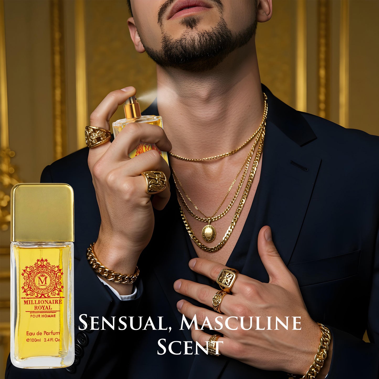 URBAN COLLECTION Millionaire Royal for Men Eau De Parfum – Fresh Woody Fragrance with Cedarwood, Lavender & Benzoin | Bold, Elegant 100ml Spray in Gift-Ready Box