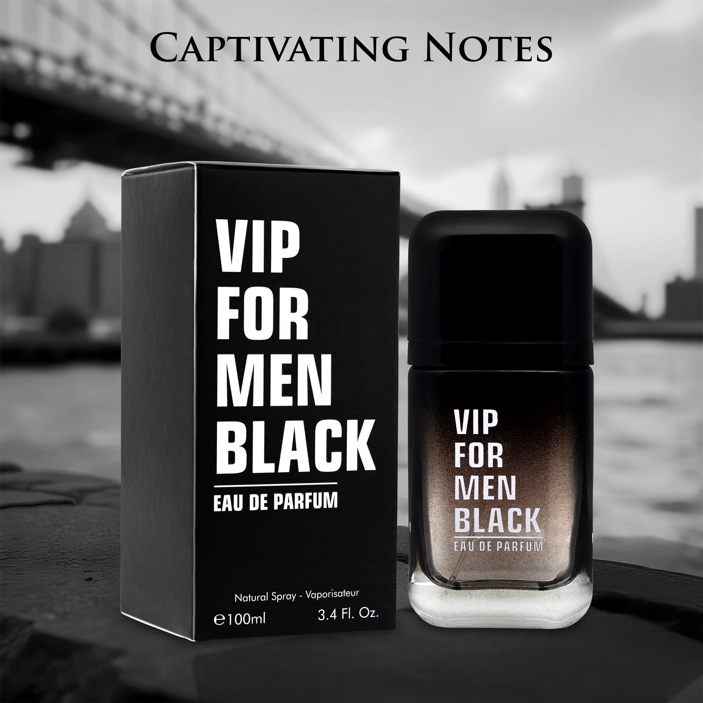VIP Black for Men – Designer-Inspired Aromatic Fougere Perfume | 3.4 oz/100ml Eau de Parfum | Urban Collection